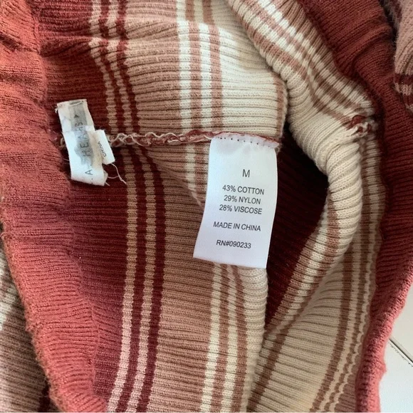 Brown Striped Wide Leg Ribbed Knit Pants Women’s Size Medium Cozy Stretch - Picture 5 of 9